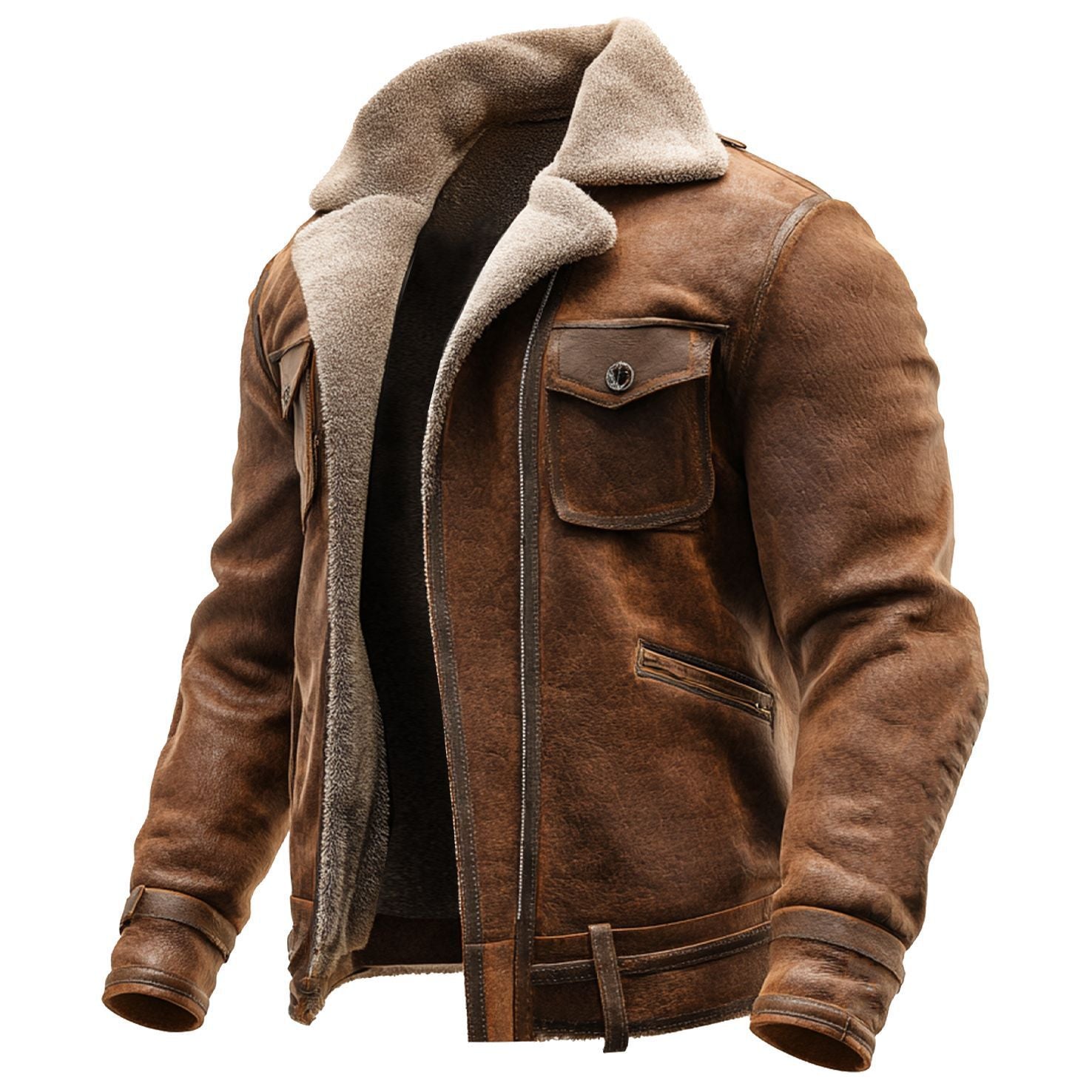 T&P Heritage | Retro Brown Suede Men’s Winter Jacket