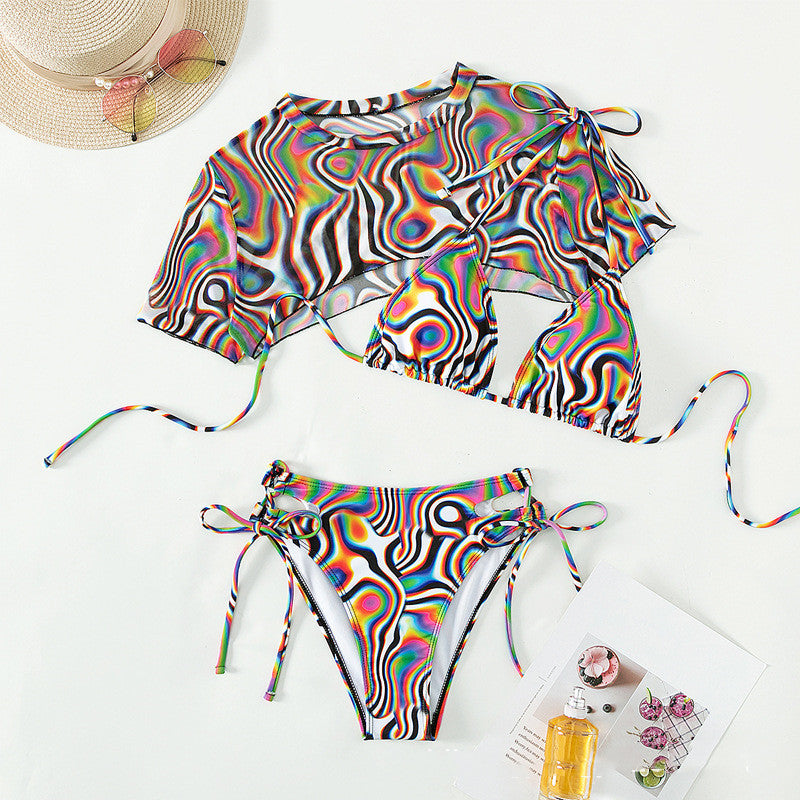 T&P HoloMesh Bikini – Multicolor Illusion Mesh Cover-Up Bikini Set