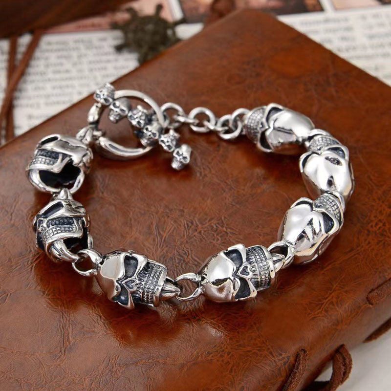 Dark Titan Bracelet – 12mm 925 Sterling Silver Skull Chain