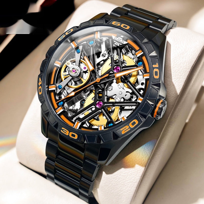 Luxury Sports Automatic Skeleton Mechanical Watch – Waterproof Men’s Timepiece