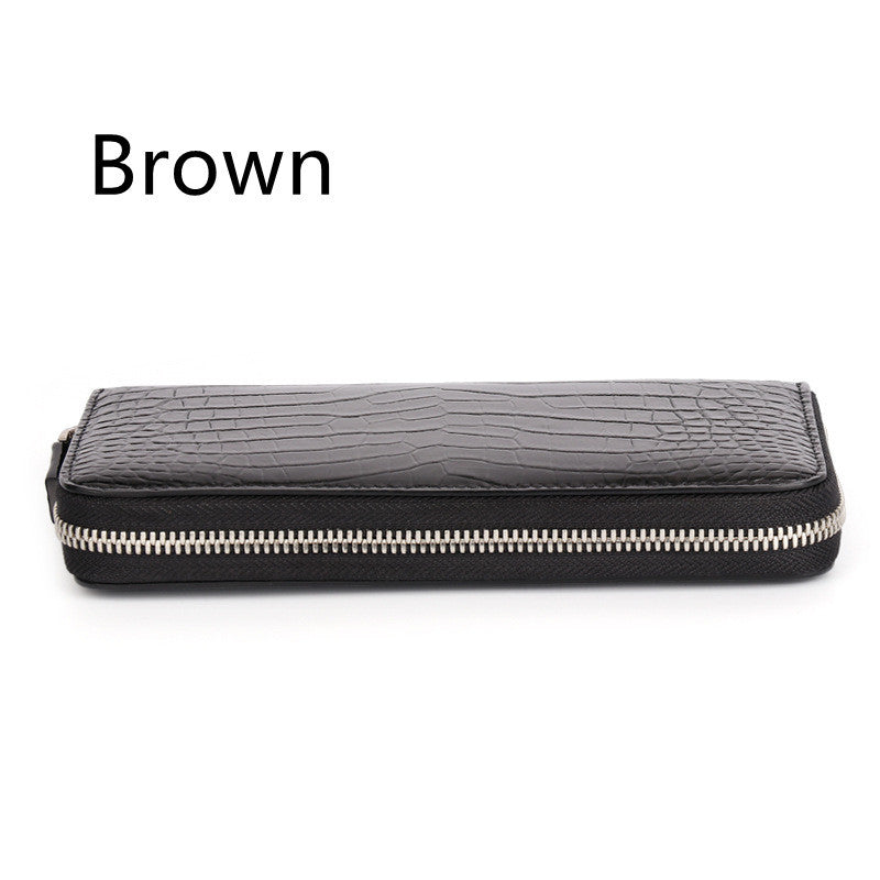 Luxury Crocodile Pattern Long Zipper Wallet – Elegant Multi-Card Leather Purse for Men