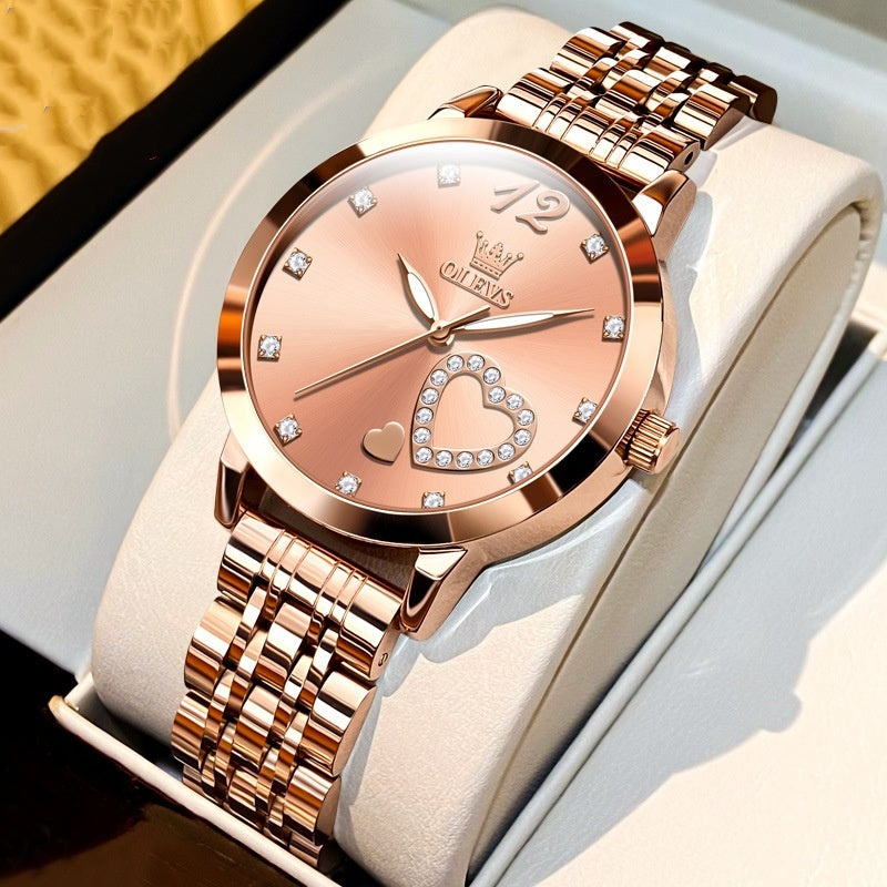 Elegant Heart Rose Gold Women’s Watch | T&P Luxury Store