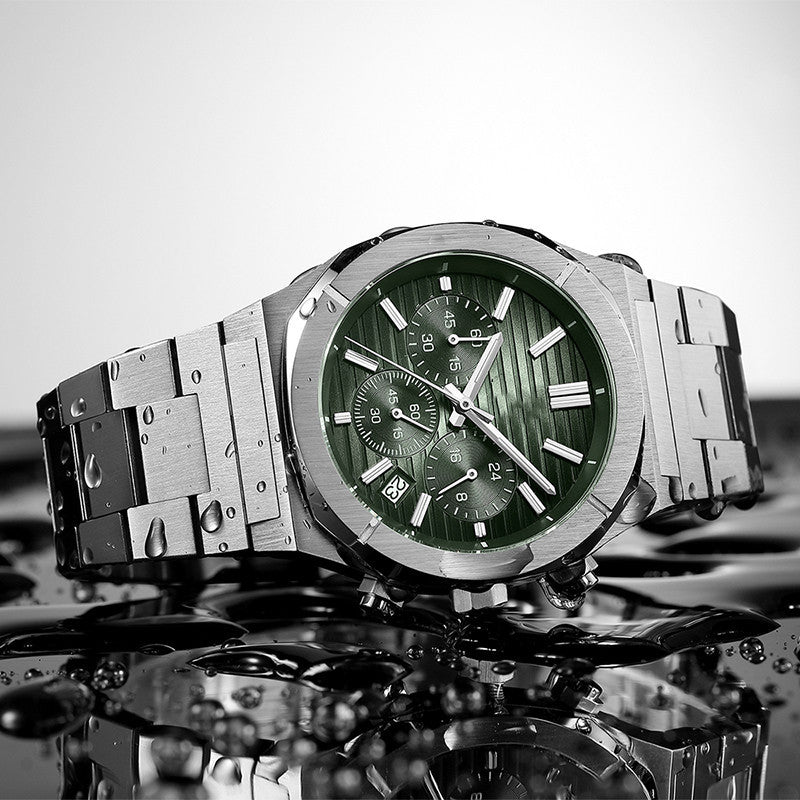 Luxury Multifunctional Chronograph Men’s Watch – Stainless Steel Design