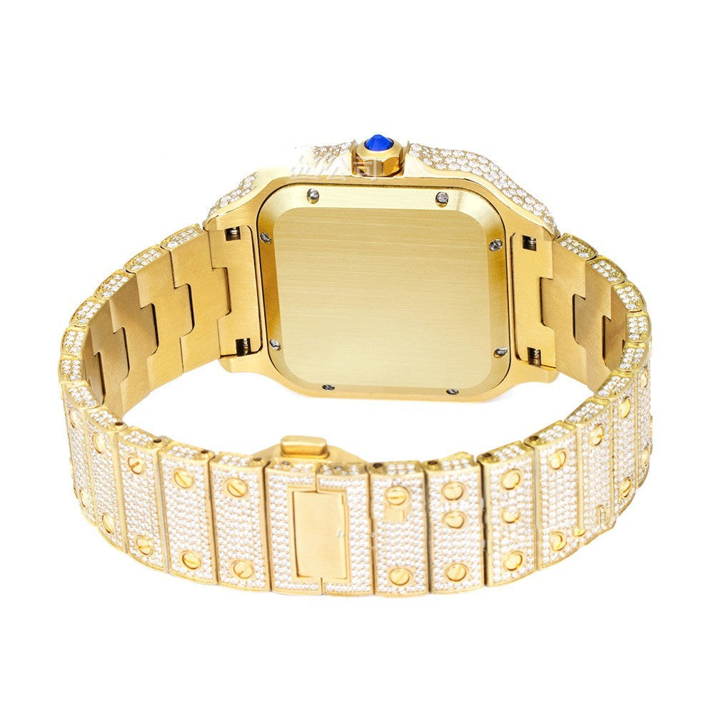 Clarity Moissanite – Luxury Fully Iced-Out Men’s Stainless Steel Watch