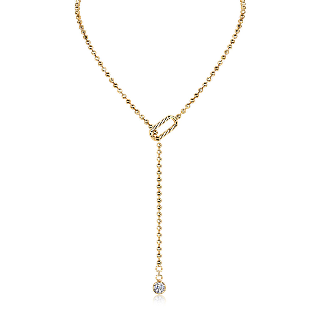 Luxury Tassel Moissanite Pendant Necklace – Elegant Gold-Plated Jewelry for Women