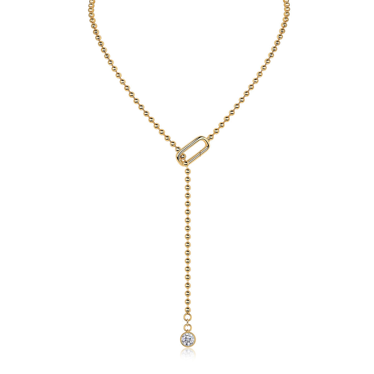 Luxury Tassel Moissanite Pendant Necklace – Elegant Gold-Plated Jewelry for Women