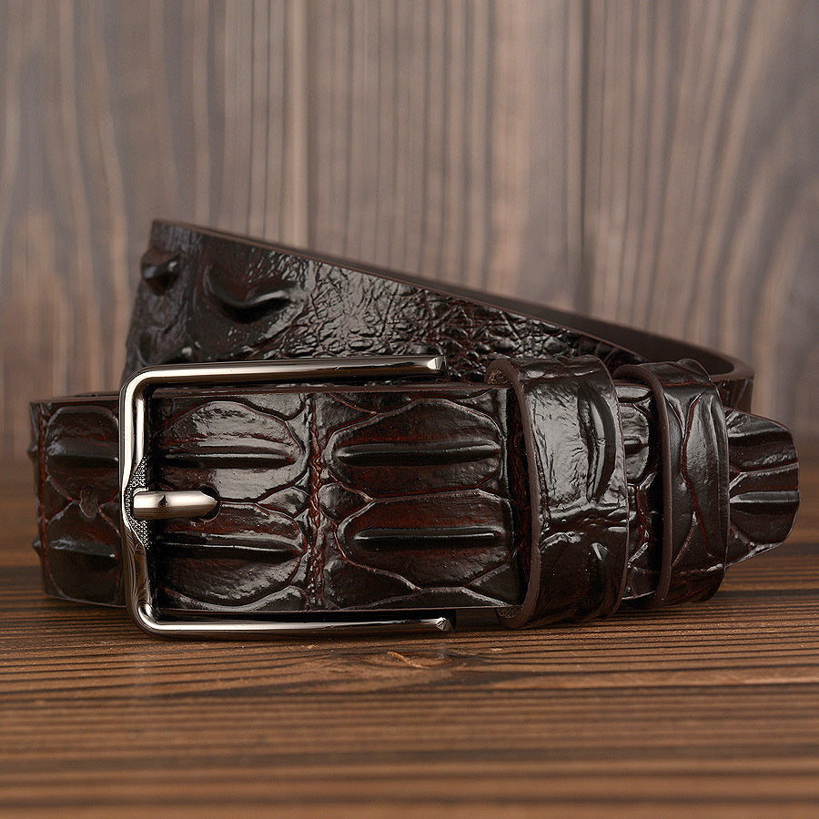 Luxury Crocodile Pattern Leather Belt – Classic Men’s Collection