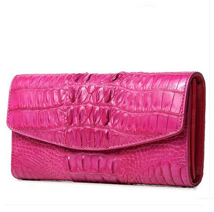 Luxury Women’s Crocodile Pattern Clutch – Tri-Fold Leather Wallet