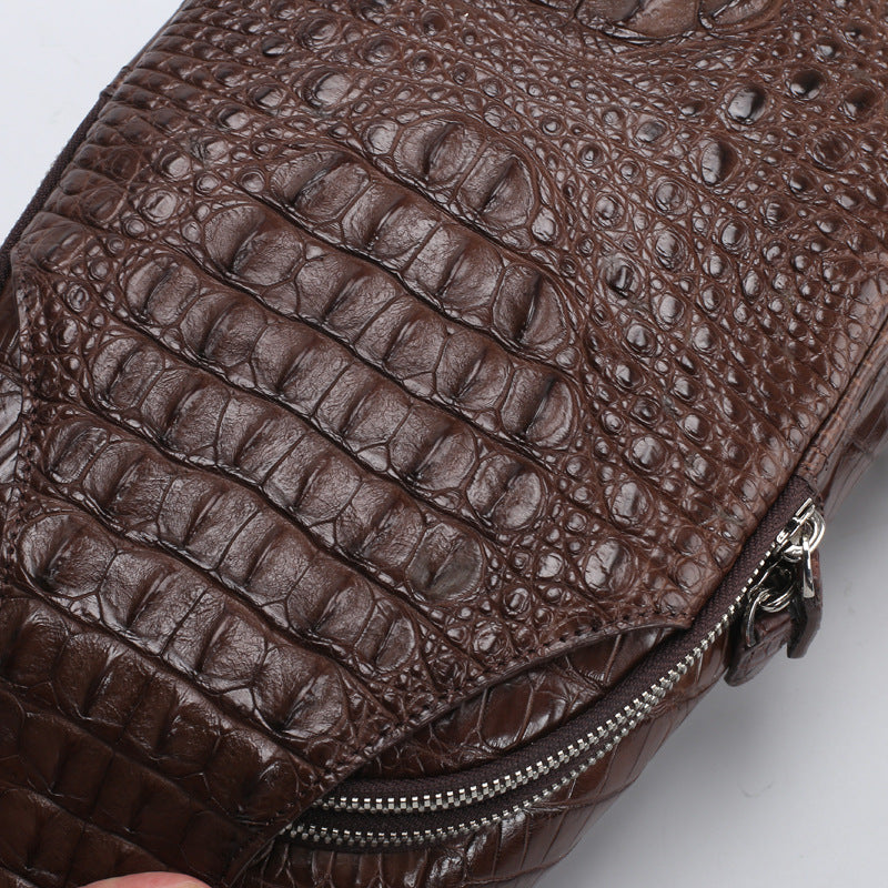 Luxury Crocodile Pattern Leather Crossbody Bag – Premium Chest Shoulder Bag for Men
