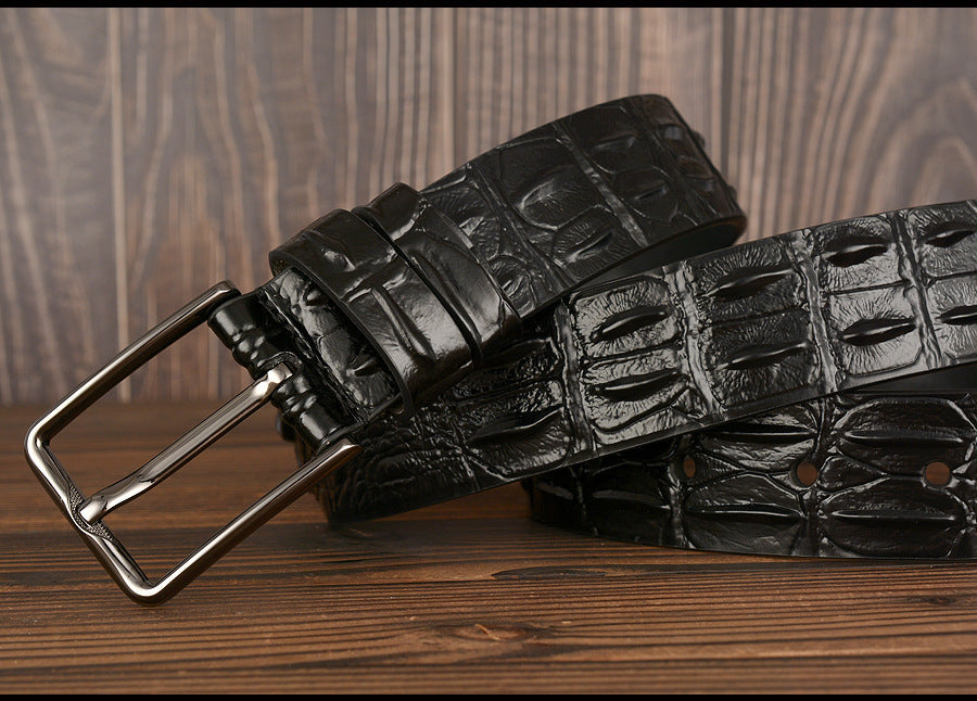Luxury Crocodile Pattern Leather Belt – Classic Men’s Collection
