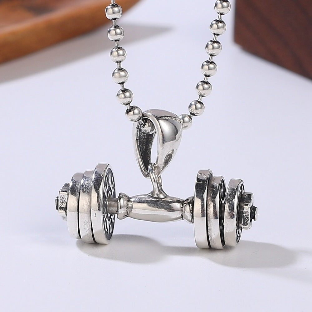 925 Silver Dumbbell Pendant – Fitness Strength Symbol for Men | T&P Men’s Vault
