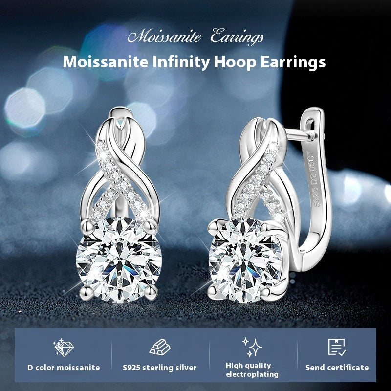 Moissanite Infinity Twist Earrings – 925 Sterling Silver Luxury Jewelry