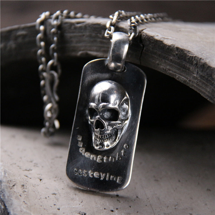 Vintage Domineering Skull Pendant – S925 Sterling Silver Gothic Statement Jewelry
