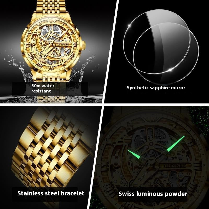 Luxury Automatic Mechanical Skeleton Watch – Men’s High-End Timepiece