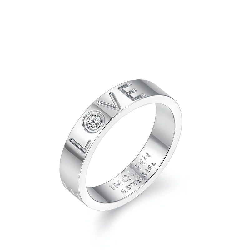 Titanium Steel LOVE Ring – Elegant Couple Jewelry Gift