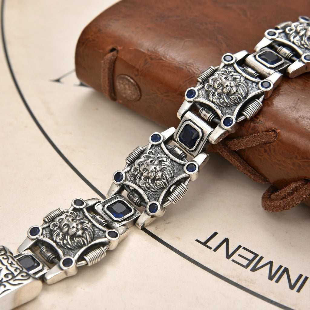 Lion’s Dominion Bracelet – 925 Sterling Silver Royal Zircon Edition