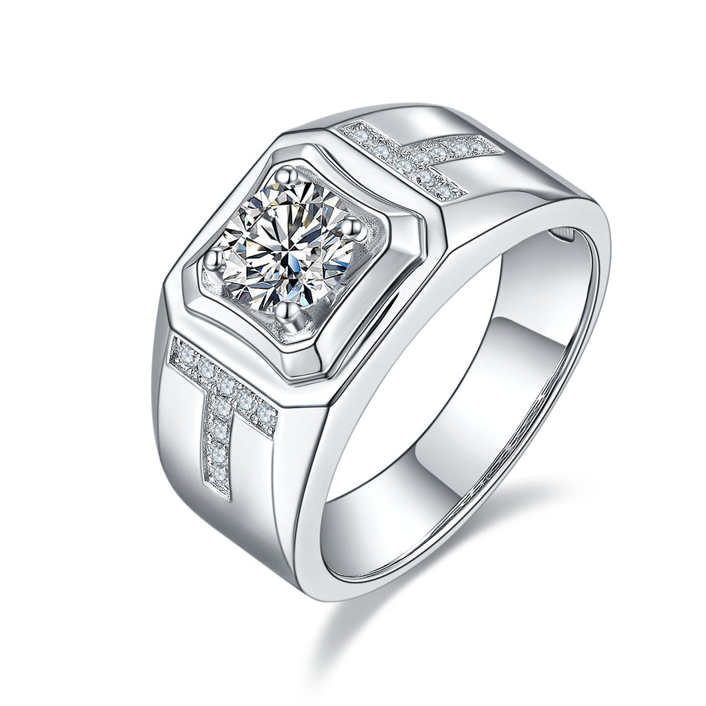 S925 Silver Double-T Moissanite Ring – Prestige Edition | T&P Men’s Collection