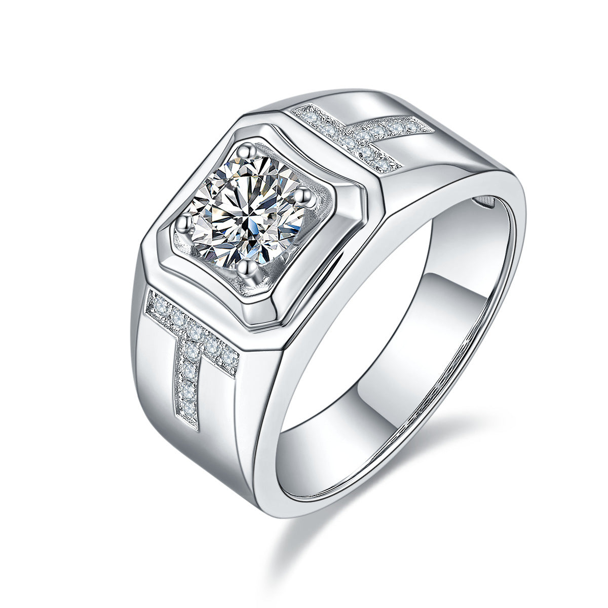S925 Silver Double-T Moissanite Ring – Prestige Edition | T&P Men’s Collection