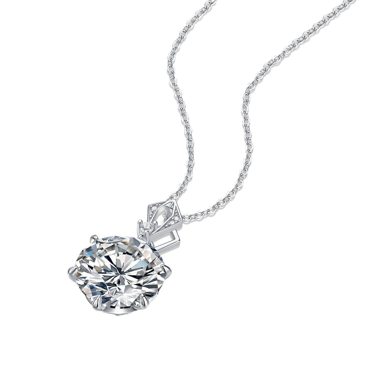 Moissanite Solitaire Pendant Necklace – 18K Plated 925 Silver Luxury Jewelry