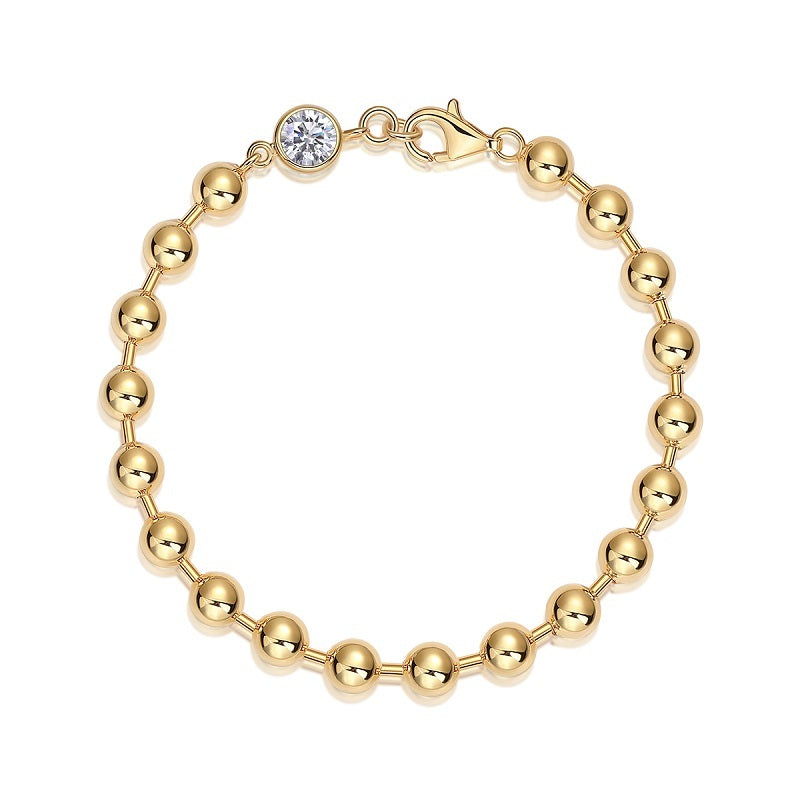 Luxury Gold Moissanite Bead Bracelet – Minimalist Elegance Jewelry for Women & Men
