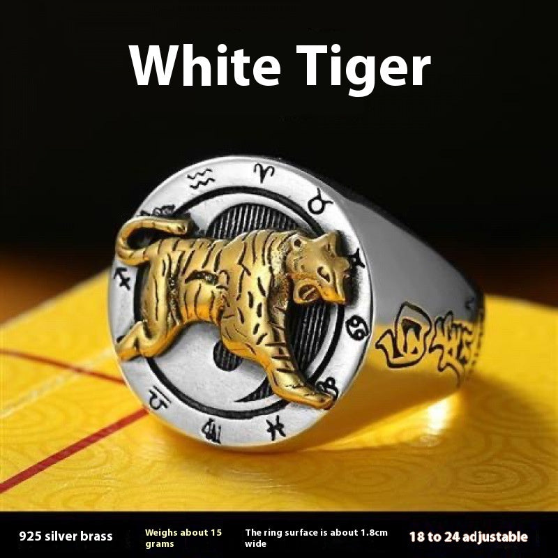 990 Pure Silver Dragon & Tiger Ring – Mythic Power Jewelry | T&P Men’s Vault