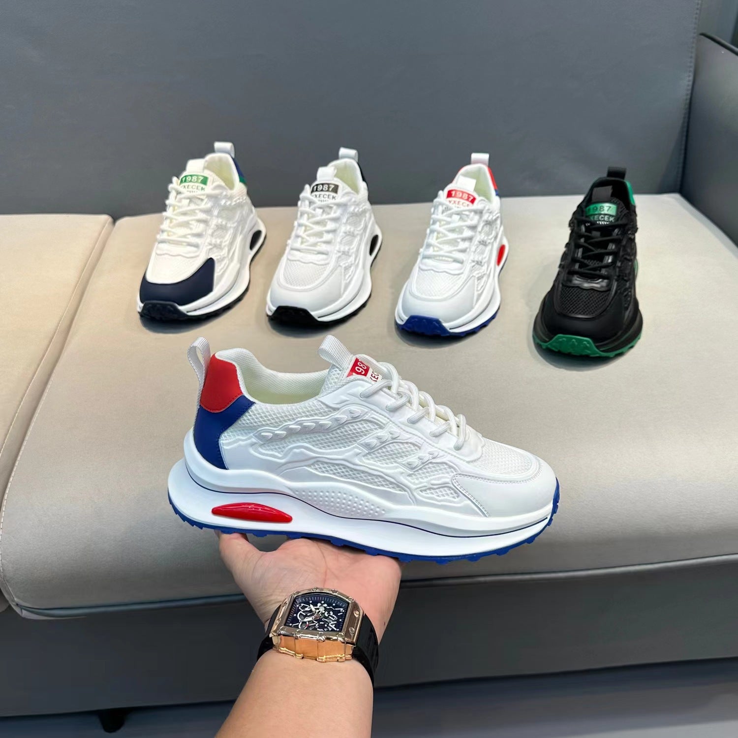 T&P AeroPulse White Sneakers – Breathable Mesh Lightweight Casual Shoes