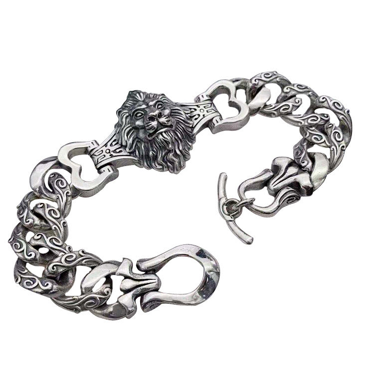 925 Silver Lion Bracelet for Men – Handcrafted Power Jewelry | T&P Dark Line