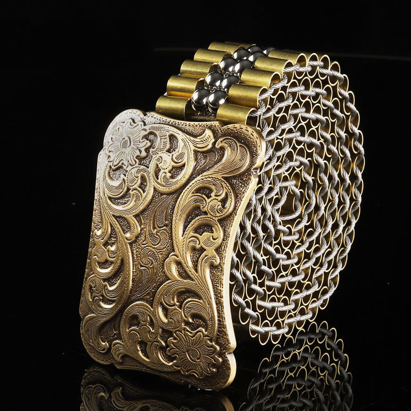 Men’s Stainless Steel Self-Defense Belt – Dragon Buckle Edition