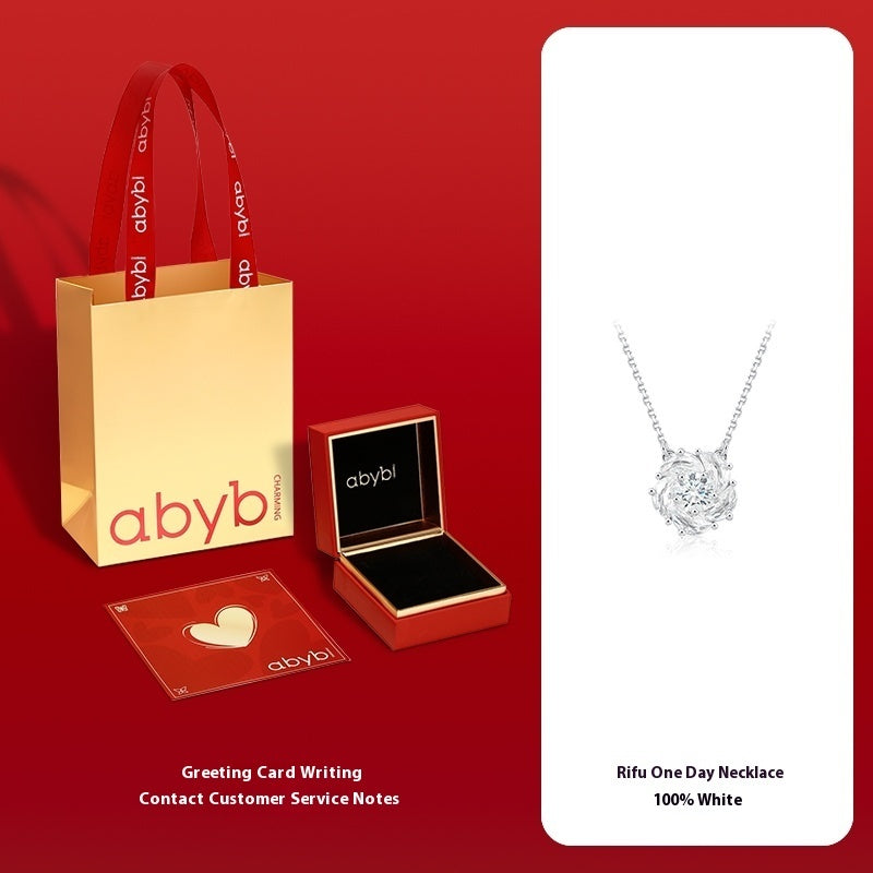 Luxury Sterling Silver Camellia Necklace – Rotating Stone Women’s Jewelry Gift