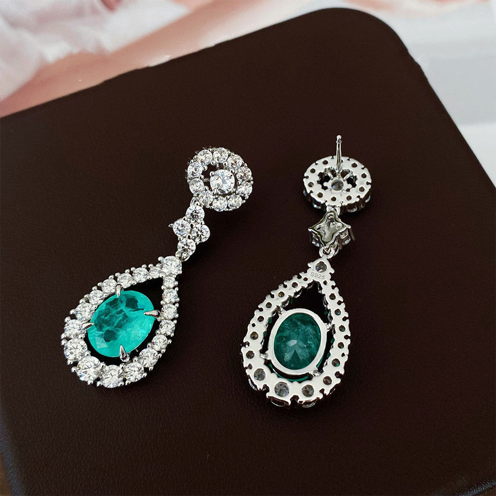 Luxury Women’s Earrings – Gift Boxed Blue Crystal Drop Design