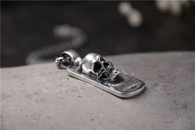 Vintage Domineering Skull Pendant – S925 Sterling Silver Gothic Statement Jewelry