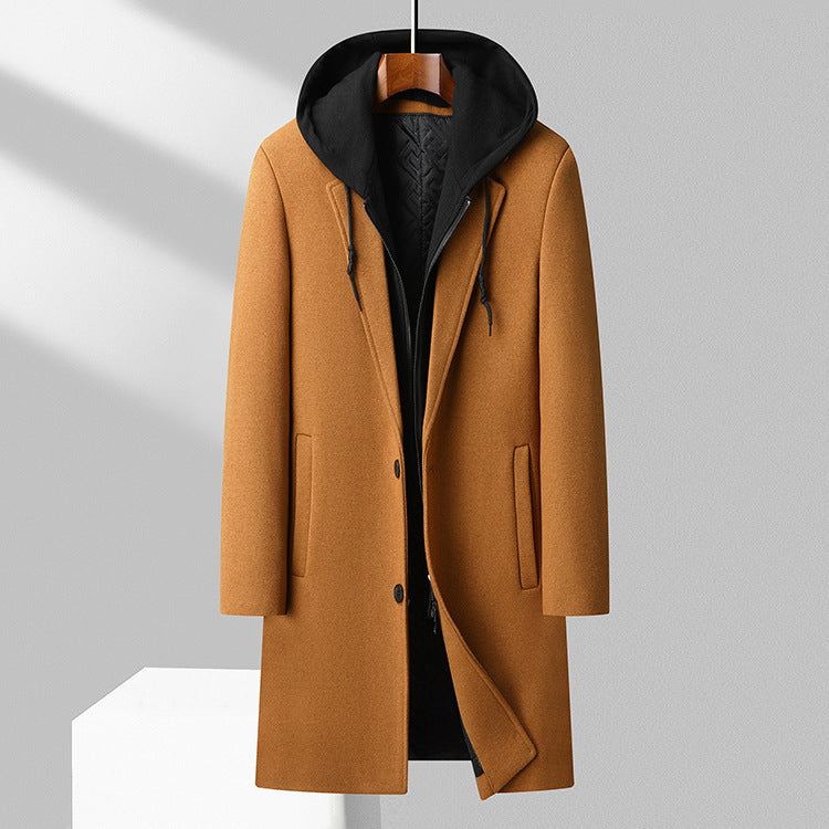 T&P Urban Wool Hooded Coat | Mid-Length Wool Coat with Detachable Hood for Men